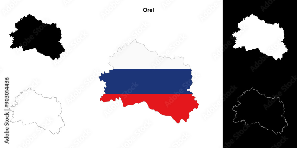 Fototapeta premium Orel blank outline map set