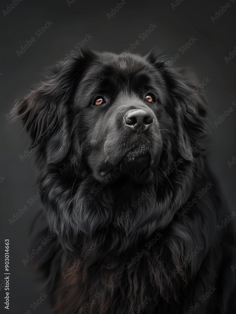 Newfoundland Dog Portrait on Black Background Newfoundland Dog Portrait on Black Background