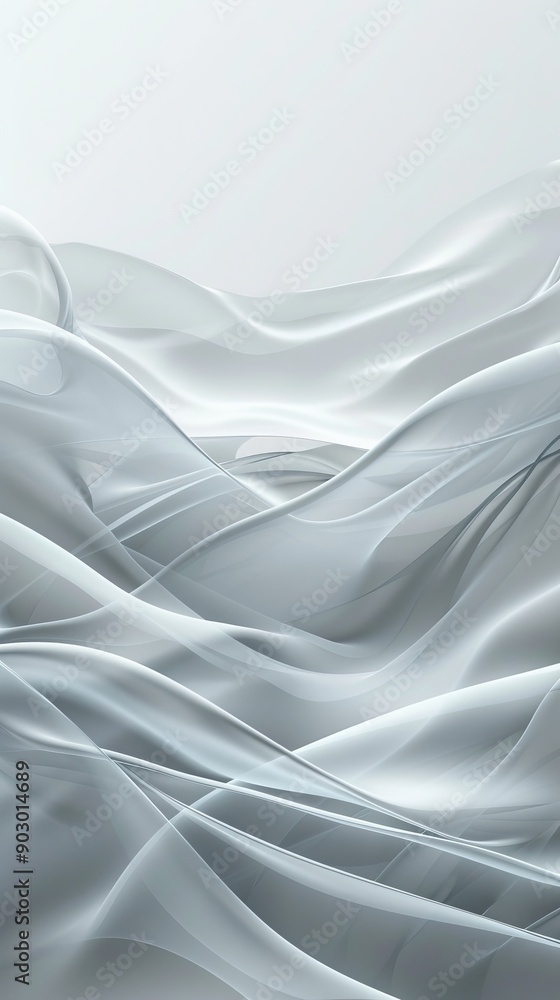 Obraz premium Abstract grey background with wavy pattern flowing on white