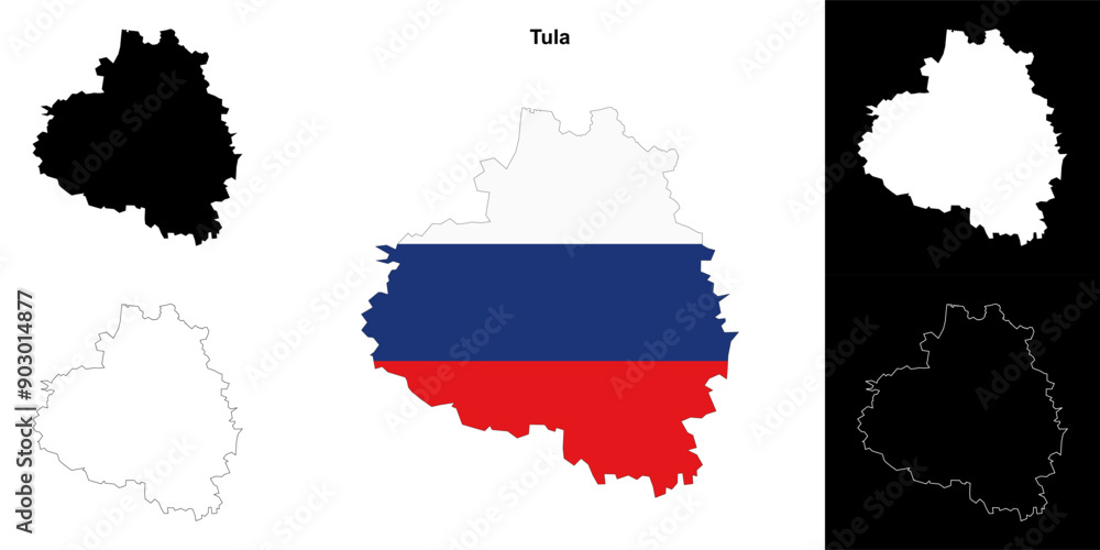 Fototapeta premium Tula blank outline map set