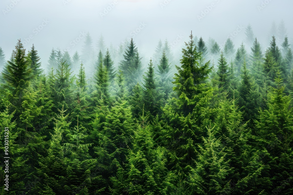 Healthy green trees in a forest of old spruce, fir and pine Healthy green trees in a forest of old spruce, fir and pine