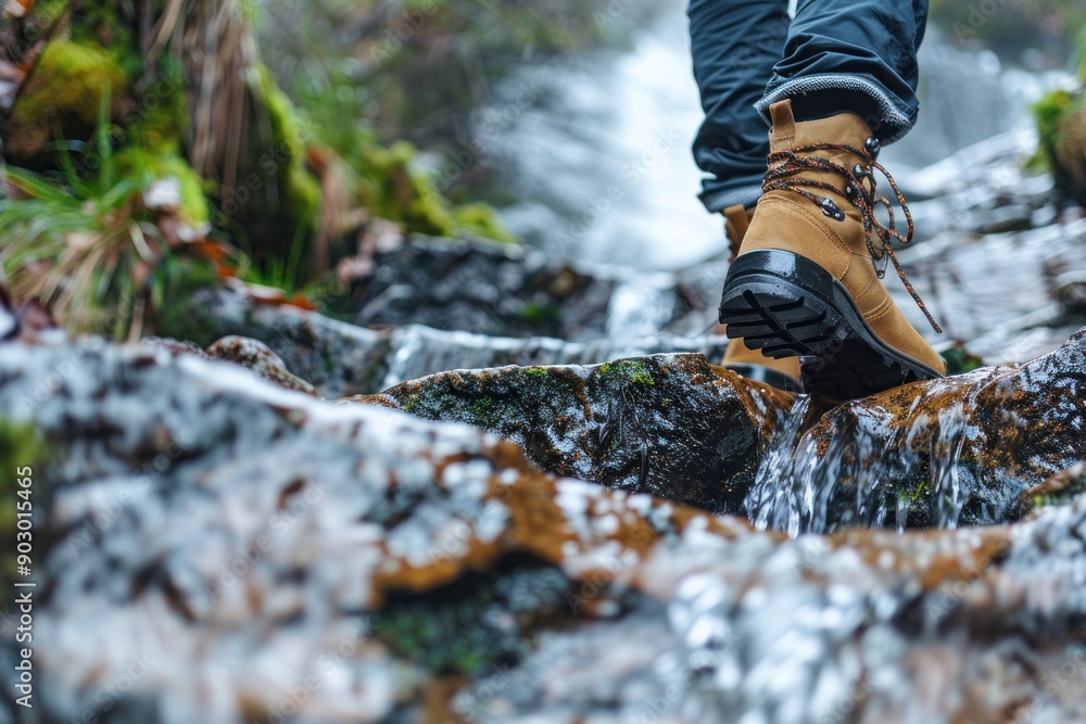 Hiking with Boots and Backpacks, Experiencing the Rugged Path and Natural Beauty of the Mountains Hiking with Boots and Backpacks, Experiencing the Rugged Path and Natural Beauty of the Mountains