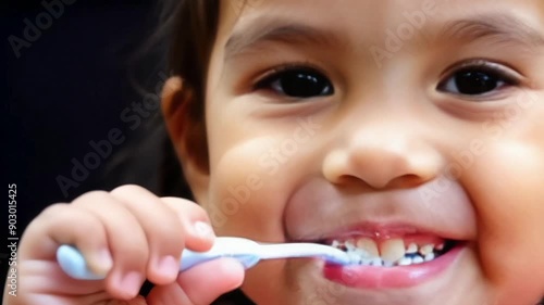 child brushing teeth