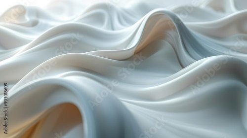 White satin fabric flowing and forming abstract shapes