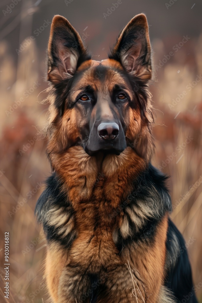 Fototapeta premium Portrait of an alert German Shepherd dog