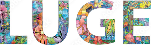 Word LUGE. Vector decorative zentangle object for decoration
