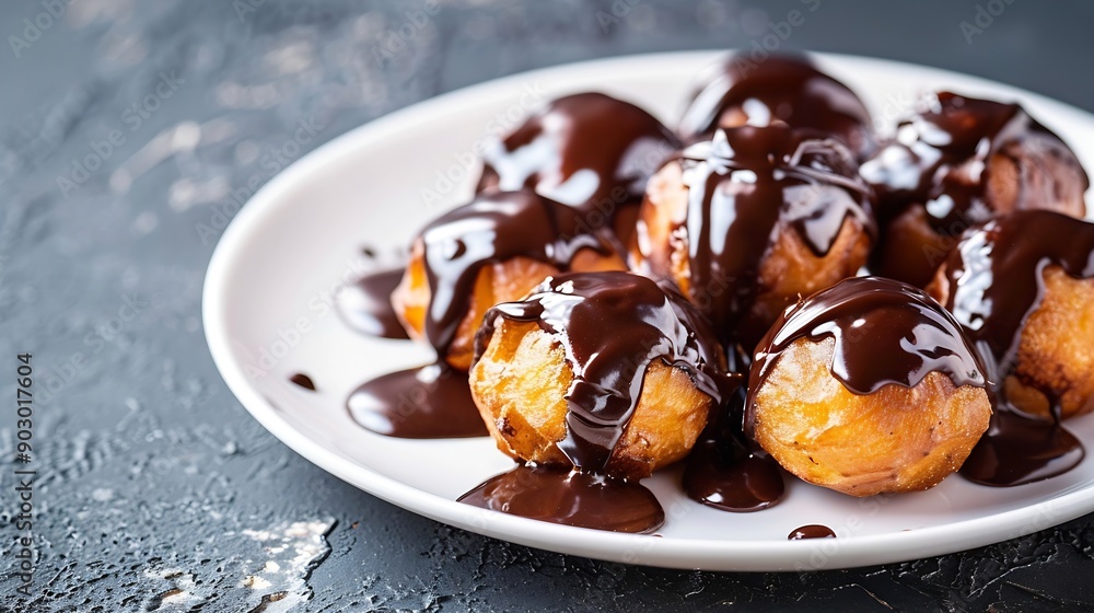 Loukoumades luqaimat or lokma with chocolate topping in a white plate Loukoumades is eastern cuisine donuts popular during Ramadan Popular Ramadan Food Iftar and Suhur sweets : Generative AI Loukoumades luqaimat or lokma with chocolate topping in a white plate Loukoumades is eastern cuisine donuts popular during Ramadan Popular Ramadan Food Iftar and Suhur sweets : Generative AI