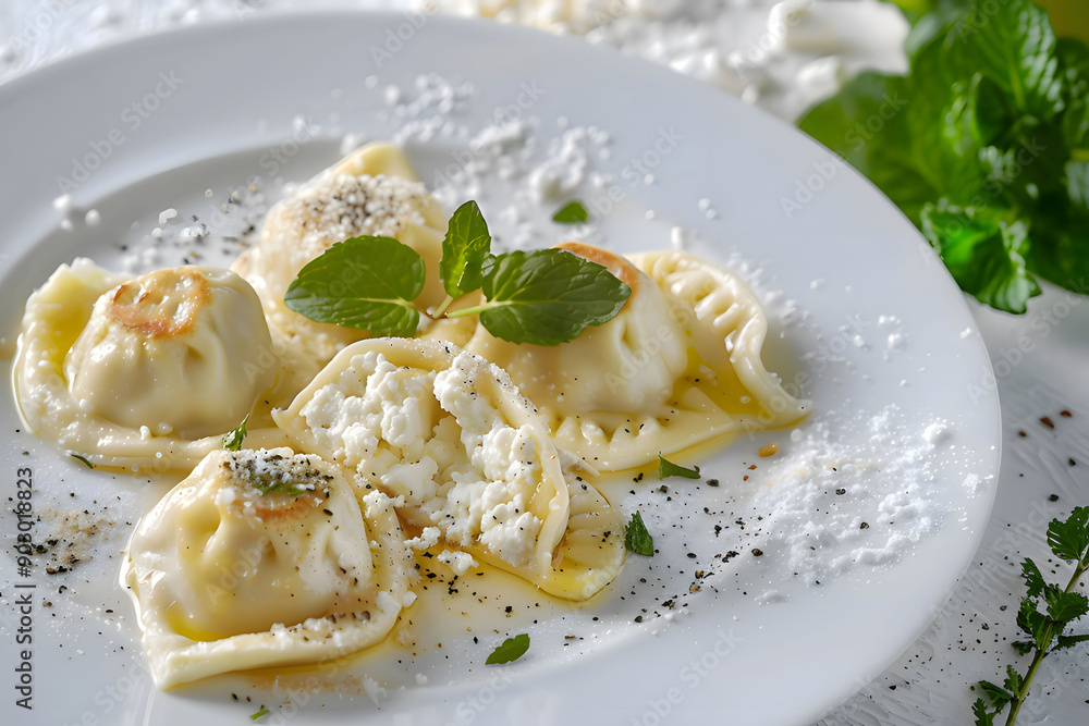 ravioli with ricotta and spinach. Generative AI ravioli with ricotta and spinach. Generative AI