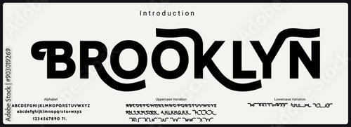 Sans serif font with vintage style typography. Alphabet vector font with Uppercase, lowercase, and number. Regular Bold font with uppercase dan lowercase variation.