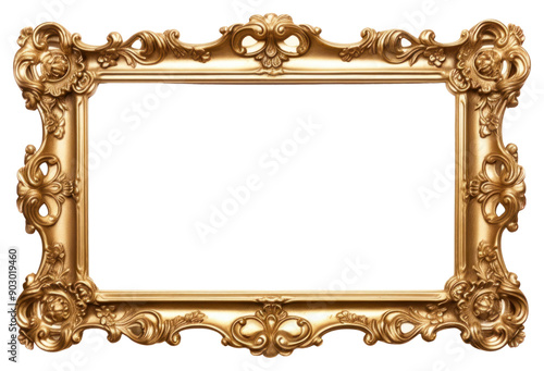PNG Golden picture frame photo gold white background.