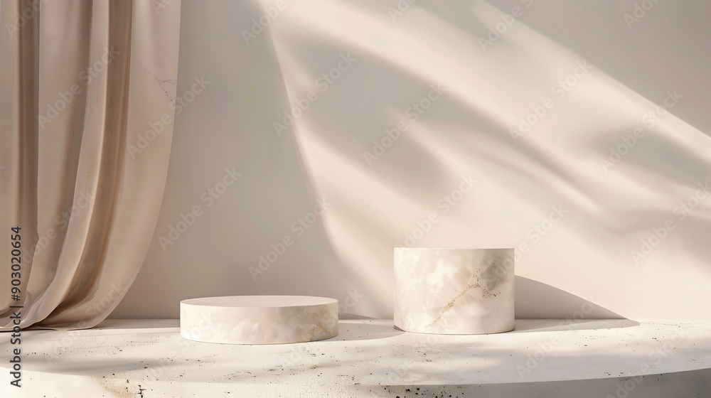 Blank product three podium Minimal scene mockup with 3 stone product podium with copy space promotions cosmetic product showcases copy space : Generative AI Blank product three podium Minimal scene mockup with 3 stone product podium with copy space promotions cosmetic product showcases copy space : Generative AI