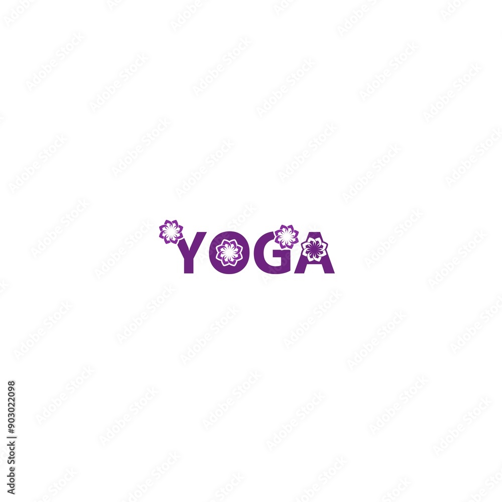 Fototapeta premium Words Yoga Lotus icon isolated on white background