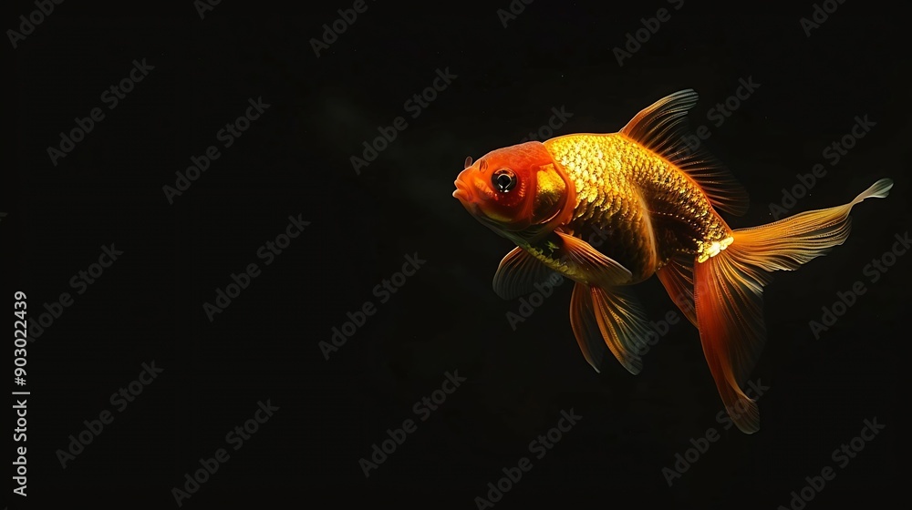 gold fish isolated on black background : Generative AI gold fish isolated on black background : Generative AI