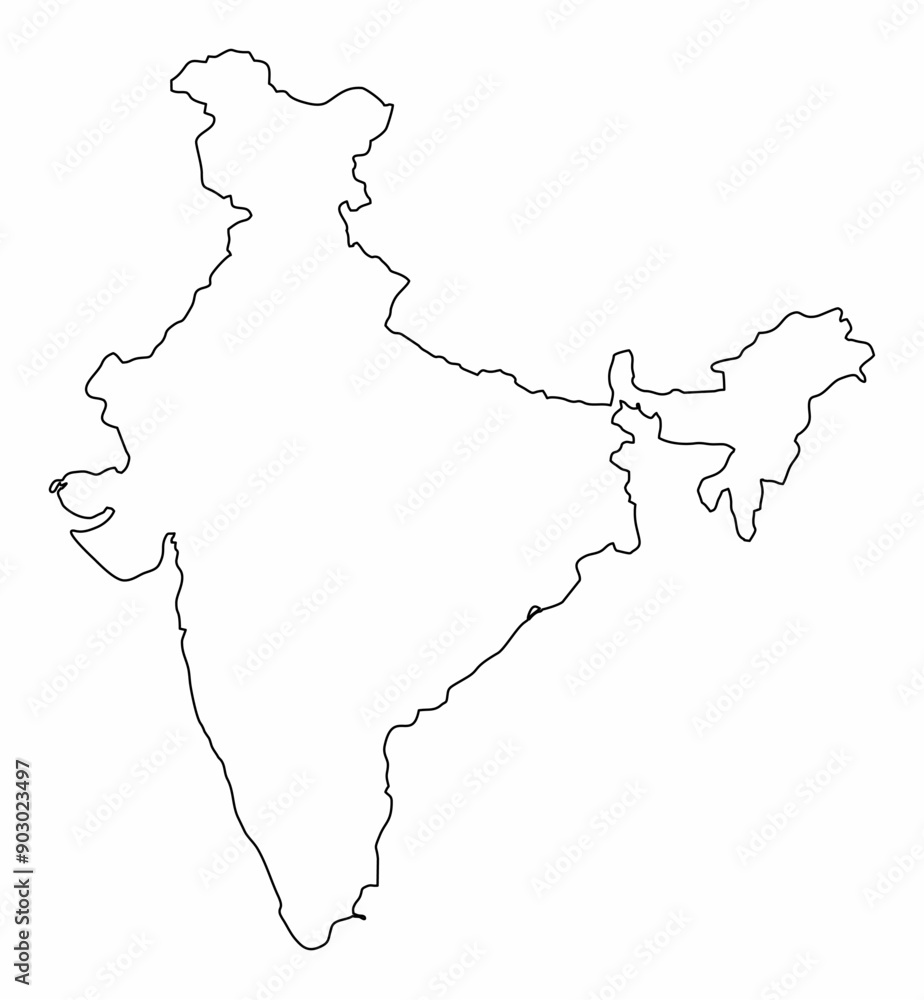 India outline map