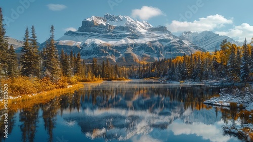 Drone View of Majestic Mountain Lake 