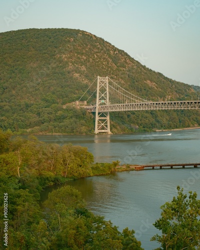 View of the Bear Mountain Bridge and Hudson River, New York photo