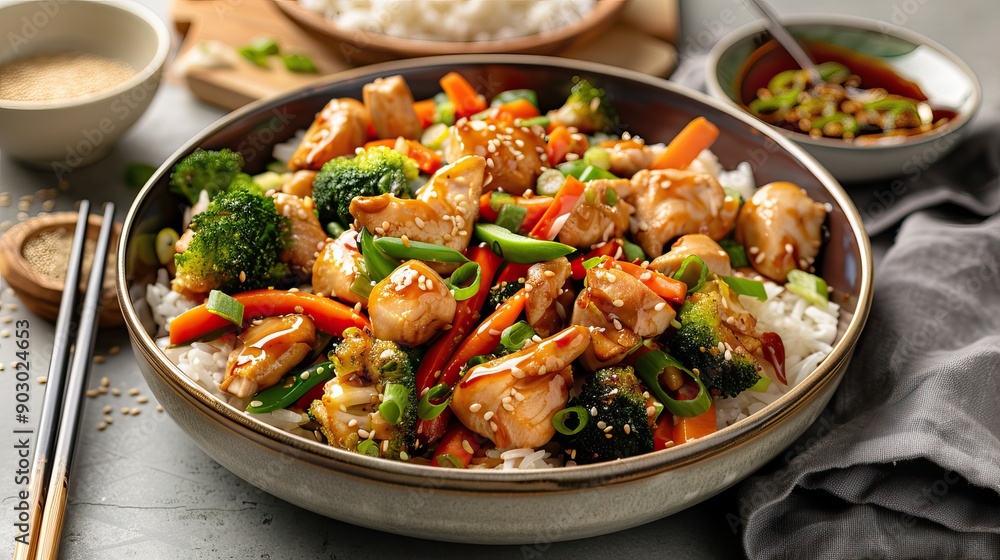 Chicken teriyaki stir-fry with vegetables Chicken teriyaki stir-fry with vegetables