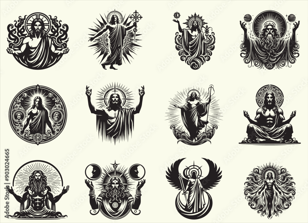 Mythical god Jeus Silhouette Vector Illustration Mythical god Jeus Silhouette Vector Illustration