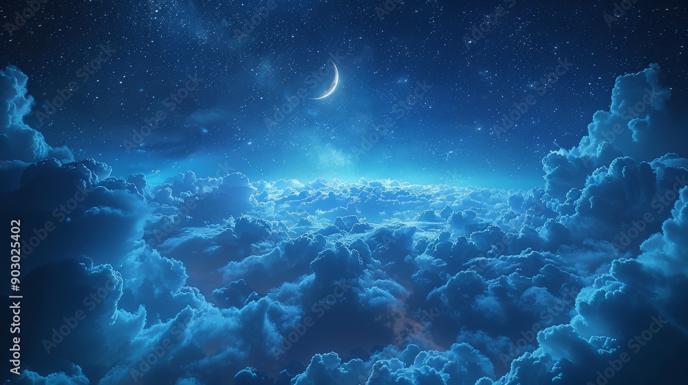 Moon shining on beautiful night sky with clouds Moon shining on beautiful night sky with clouds