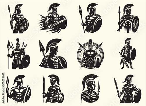 Spartan worrior Silhouette Vector Illustration