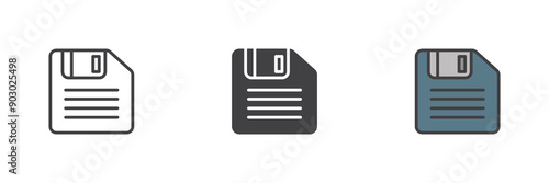 Floppy disk different style icon set