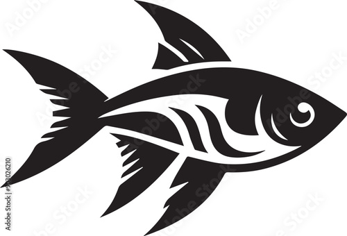 Tetra Fish Vector silhouette illustration logo