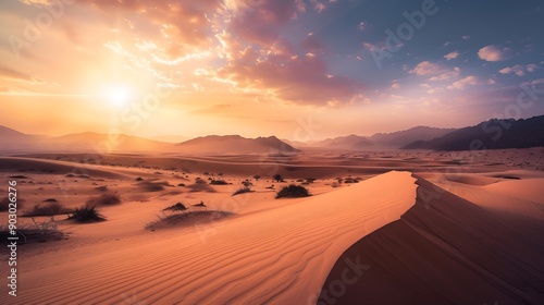 Beautiful desert sunrise view near TabukSaudi Arabia : Generative AI