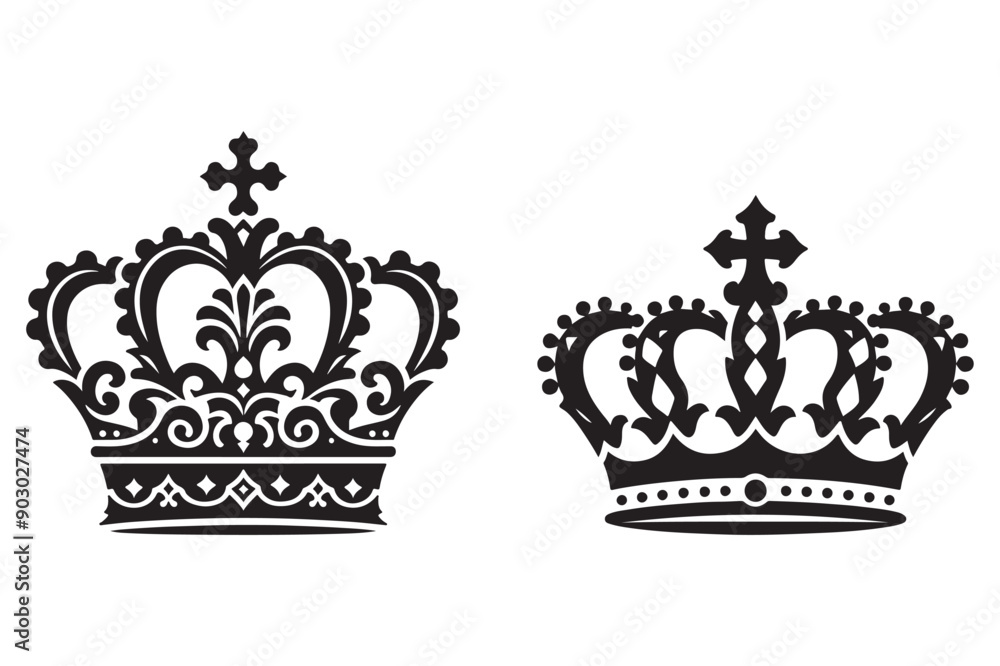 Crowns icon set. Vector crown logo collection. Flat silhouettes isolated on white background - Generative AI Crowns icon set. Vector crown logo collection. Flat silhouettes isolated on white background - Generative AI