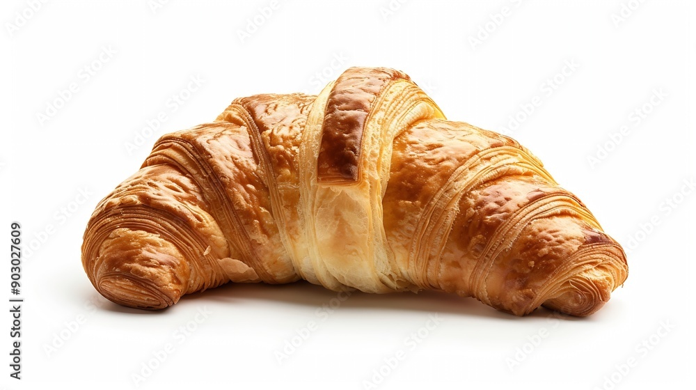 Beautiful croissant on a white background : Generative AI Beautiful croissant on a white background : Generative AI