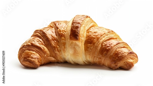 Beautiful croissant on a white background : Generative AI