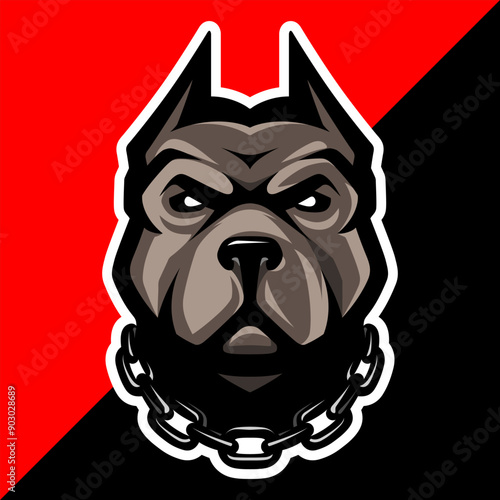Pit Bull head icon. Dog logo. Fighting dogs label, sport mascot. T-shirt print.