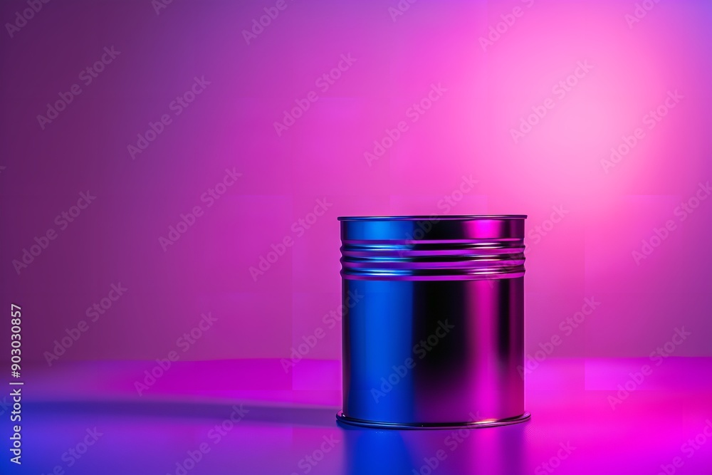 a technical liquid canister, such as oil. fashionable neon purple background and copy space, Generative AI. a technical liquid canister, such as oil. fashionable neon purple background and copy space, Generative AI.