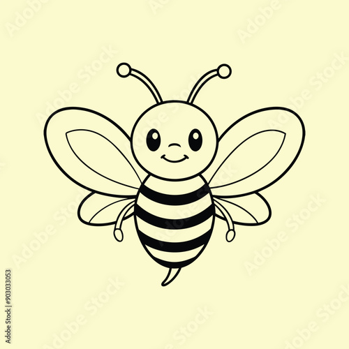 Cute happy bee illustration vector graphic artwork