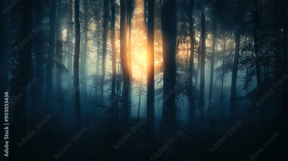 Abstract artistic background creative cinematic photo of dark forest over sunset mysterious scary picture : Generative AI Abstract artistic background creative cinematic photo of dark forest over sunset mysterious scary picture : Generative AI
