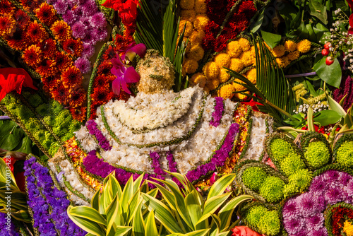 Medellin, Antioquia, Colombia. August 17, 2022. Silleteros parade, flower fair in the city photo