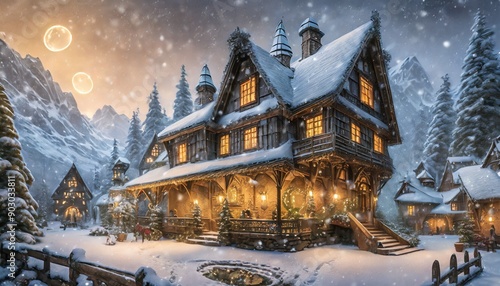 Wallpaper Mural christmas tree in the town Torontodigital.ca