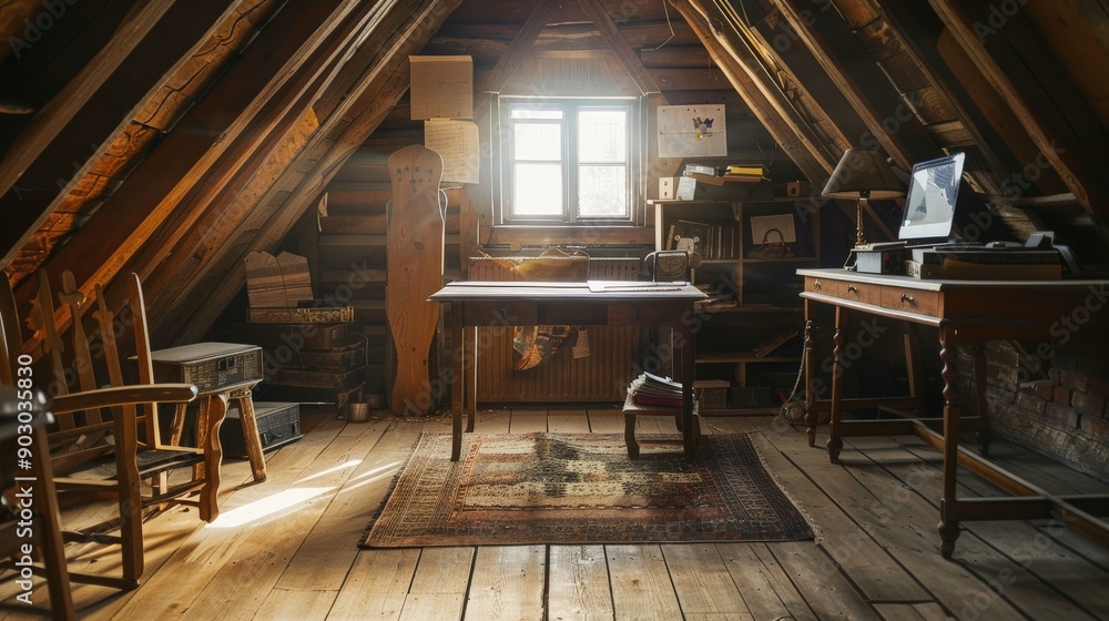 custom made wallpaper toronto digitalRustic Attic Workspace