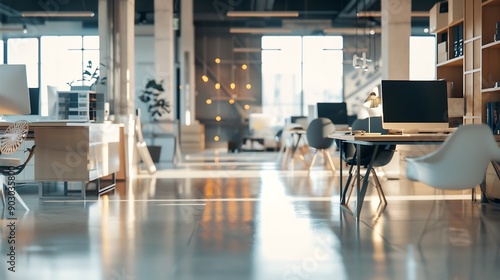 Modern openplan office interior workspace   Generative AI