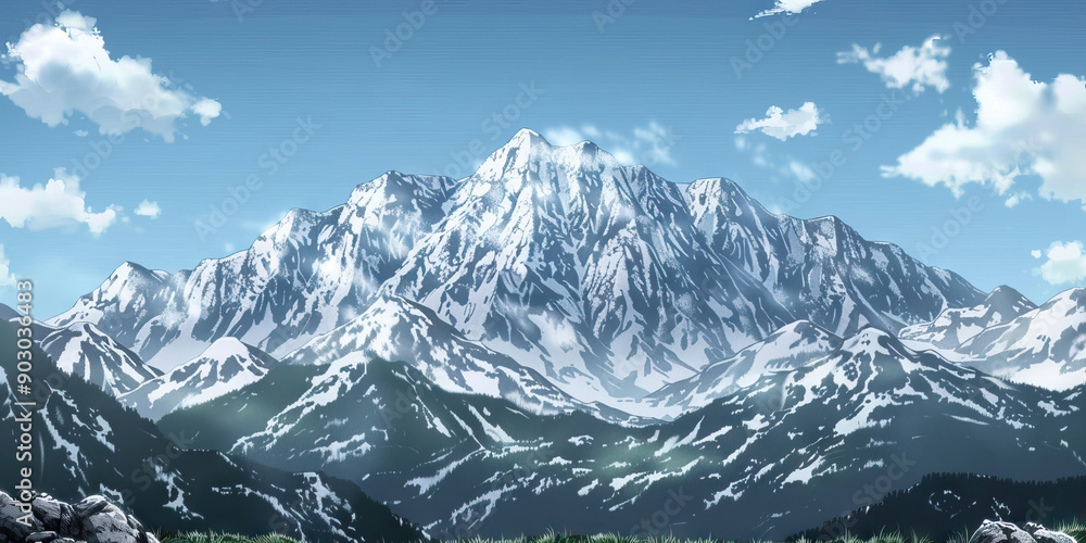 Snowcapped Mountain Majesty: A majestic mountain range adorned with snowy peaks towers above the surrounding landscape, inspiring awe and wonder. Snowcapped Mountain Majesty: A majestic mountain range adorned with snowy peaks towers above the surrounding landscape, inspiring awe and wonder.