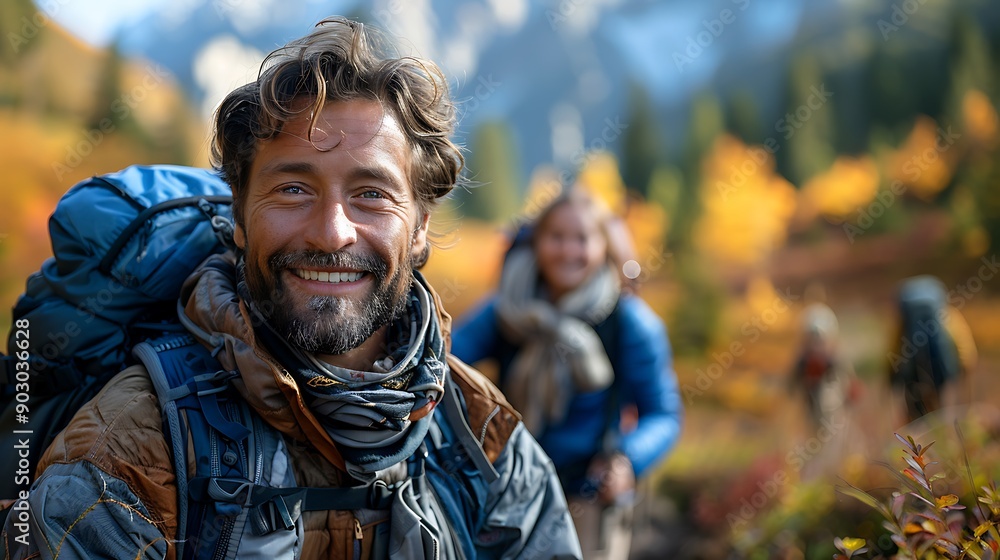 A close-up of a family hiking on a scenic trail, with focus on their smiling faces and hiking gear, mountains and forest in the background, bright sunlight, warm and joyful ambiance, A close-up of a family hiking on a scenic trail, with focus on their smiling faces and hiking gear, mountains and forest in the background, bright sunlight, warm and joyful ambiance,