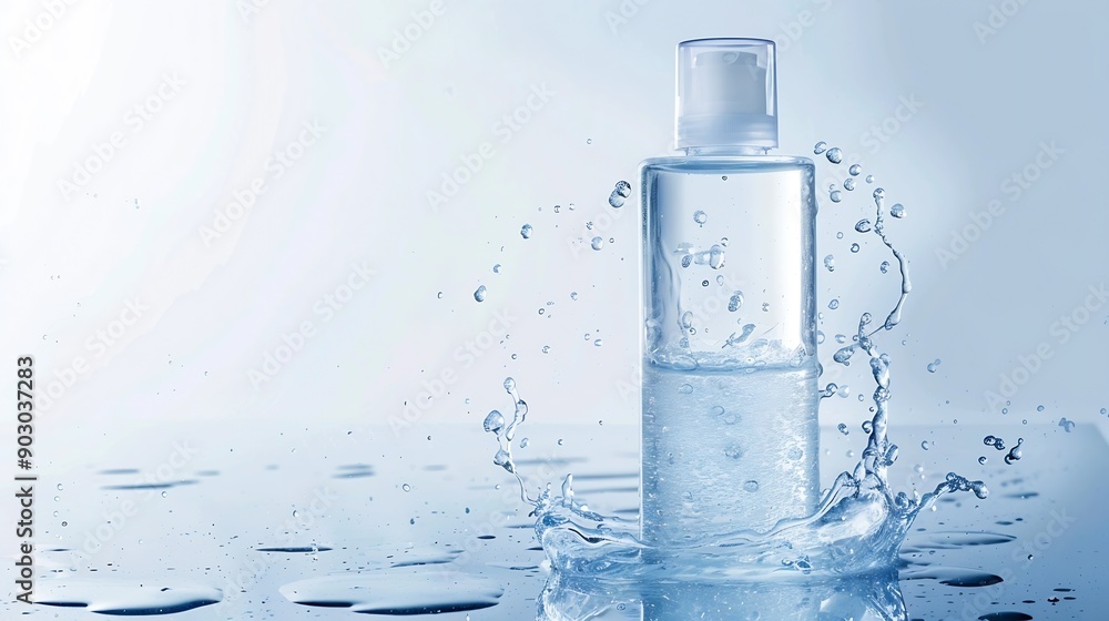 Half a bottle of facial cleanser soaked in water for skincare products : Generative AI Half a bottle of facial cleanser soaked in water for skincare products : Generative AI
