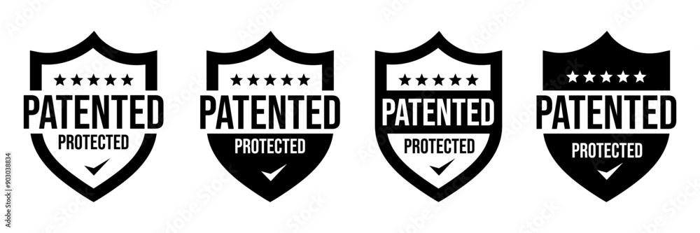 Patented Protected, Technology, Intellectual Property, Patent Applied logo, badge, icon, sticker, label, emblem, stamp, symbol, black, line circle, flat vector, isolated illustration. Patented Protected, Technology, Intellectual Property, Patent Applied logo, badge, icon, sticker, label, emblem, stamp, symbol, black, line circle, flat vector, isolated illustration.