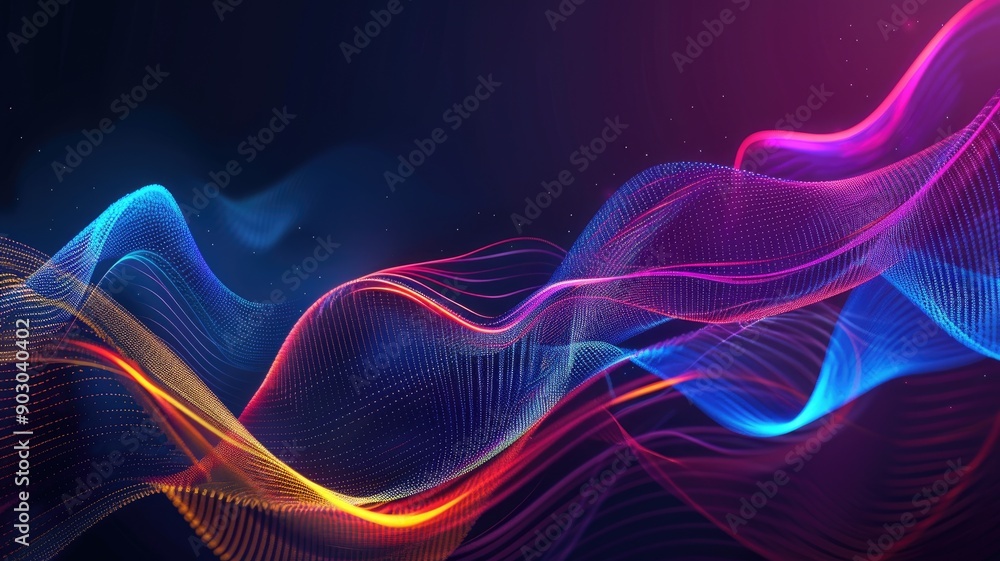 Vibrant, dynamic lines in neon colors creating a sense of movement against a dark background. Vibrant, dynamic lines in neon colors creating a sense of movement against a dark background.