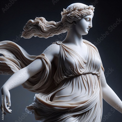 marble or stone antique sculpture of a woman, greco-Roman antiquity photo