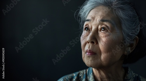 Portrait of a Japanese Stylish Elderly Woman : Generative AI © The Little Hut