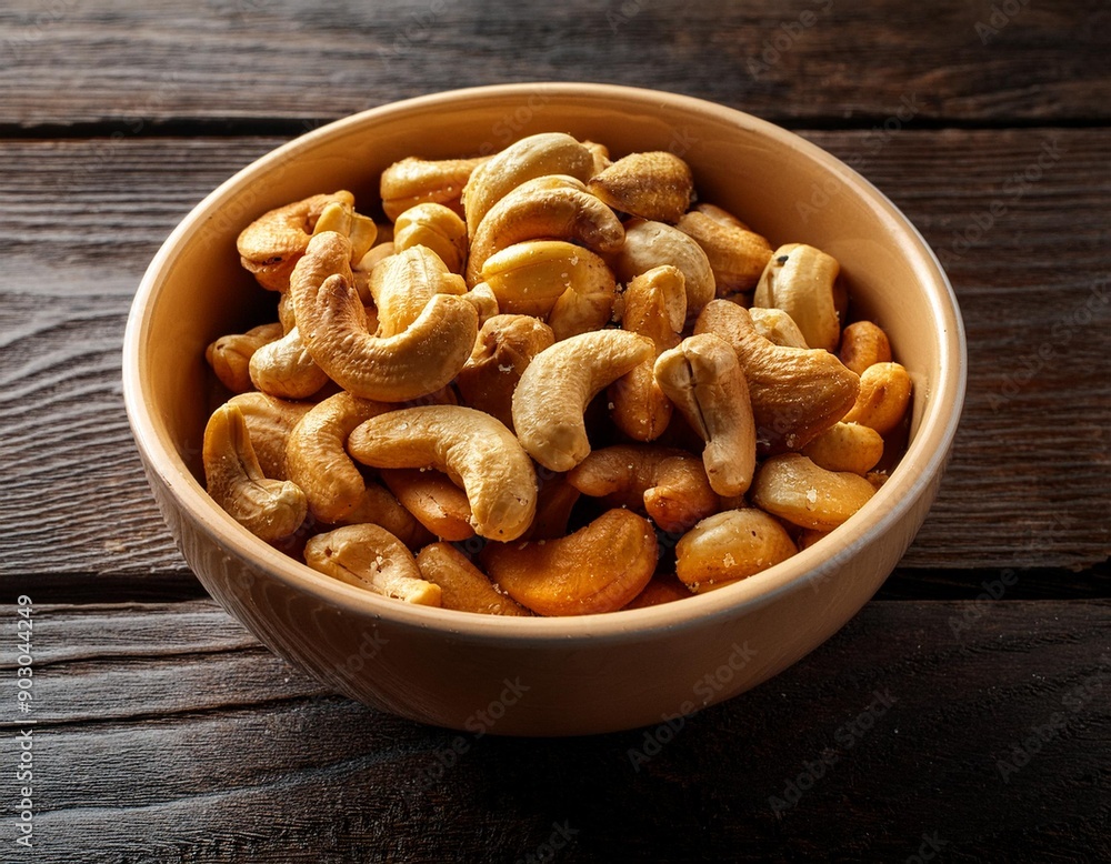 Homemade roasted salted cashews served in a bowl Homemade roasted salted cashews served in a bowl