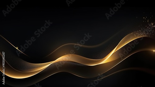 Abstract golden wave background with sparkling light.