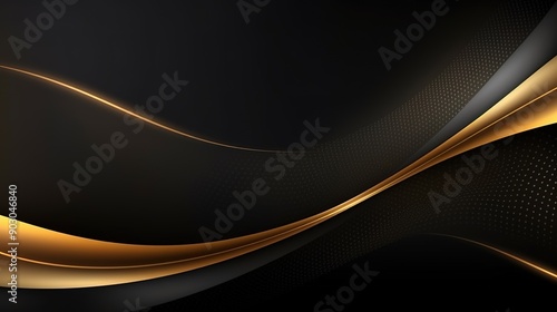 Abstract black and gold curve background.