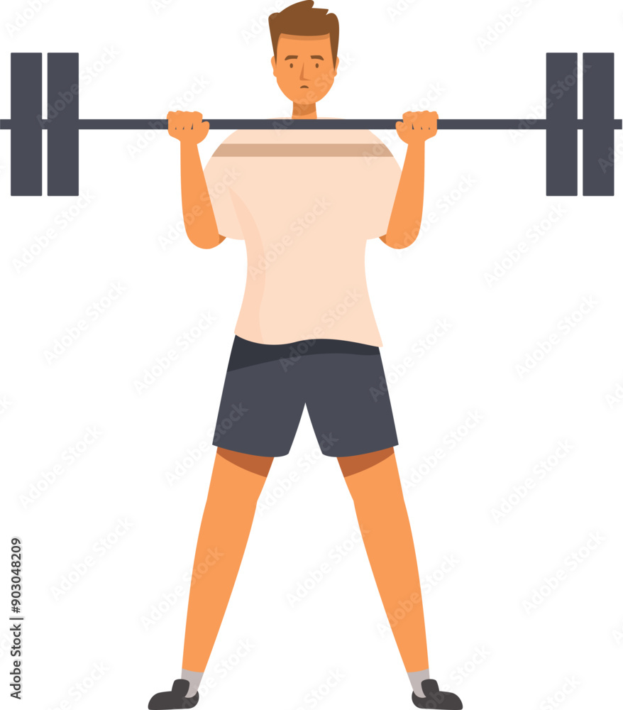 Fototapeta premium Young athlete is lifting a barbell, performing a cross training workout
