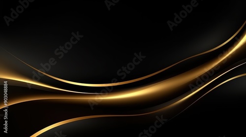 Abstract background with golden lines on black.